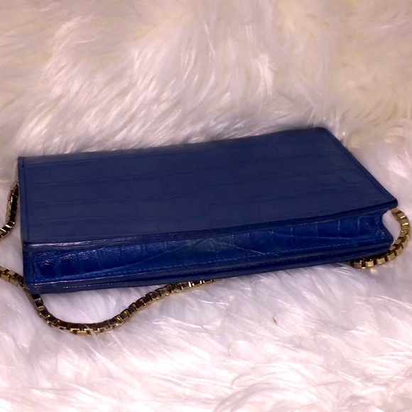 Balenciaga Blue Crocodile Embossed Leather Wallet on Chain Bag - Picture 4 of 11